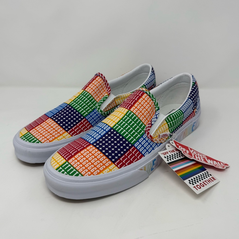 Vans Classic Slip-On Pride Sneakers Multi True White Men’s 10 & 11.5 - Picture 2 of 10